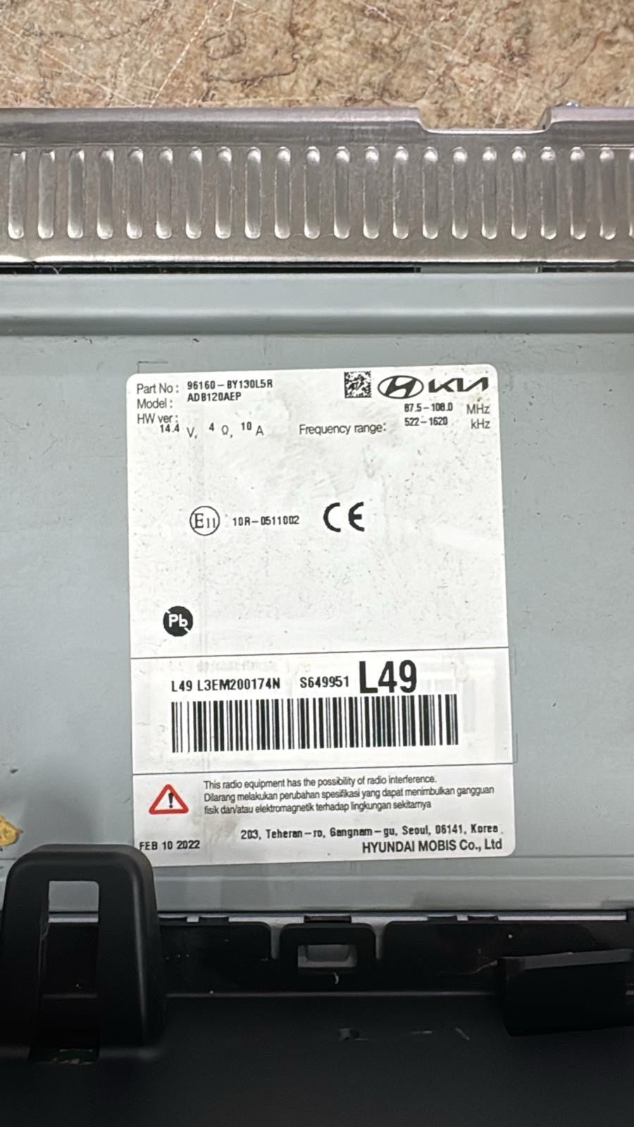 Hyundai Elantra 2021 2022 2023 OEM Radio Head Unit Touch Screen 96160BY130LS5