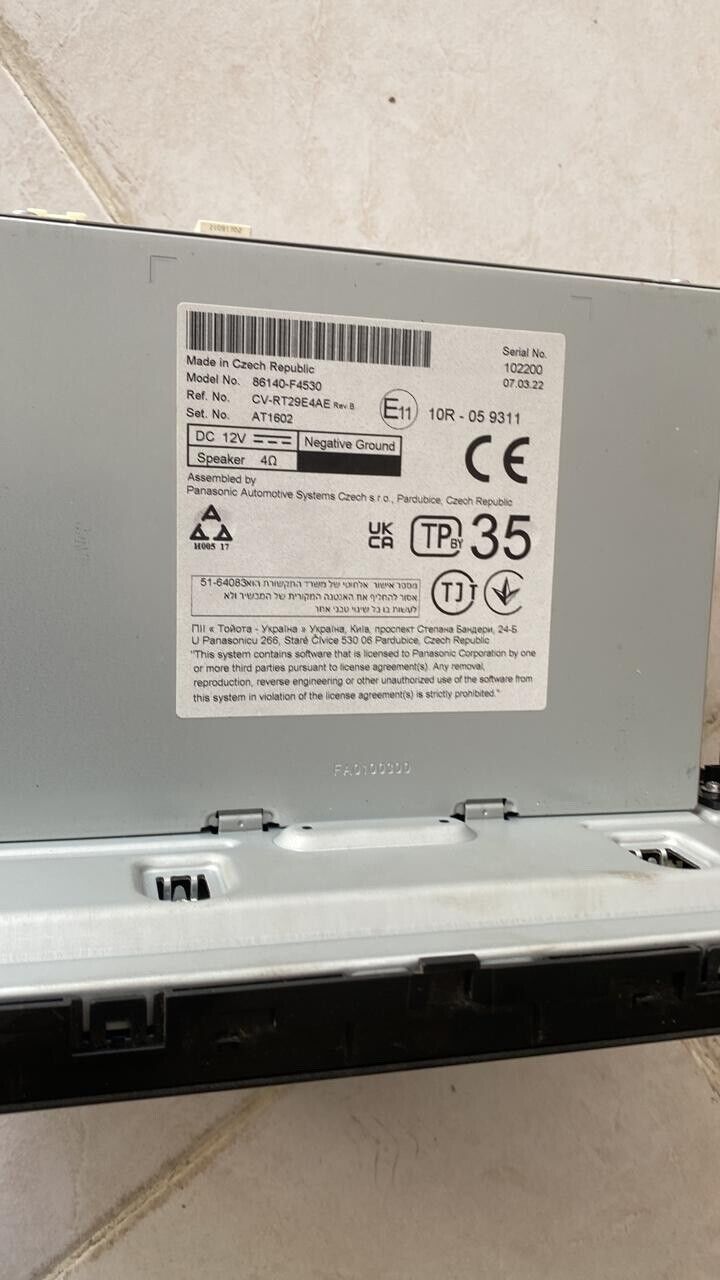 Toyota CHR 2020 2023 OEM head unit Radio