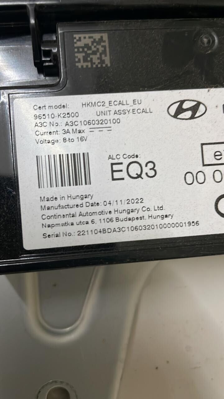 Kia Stonic 2019 2023 OEM ECALL Unit ASSY 96510K2500 HKMC2