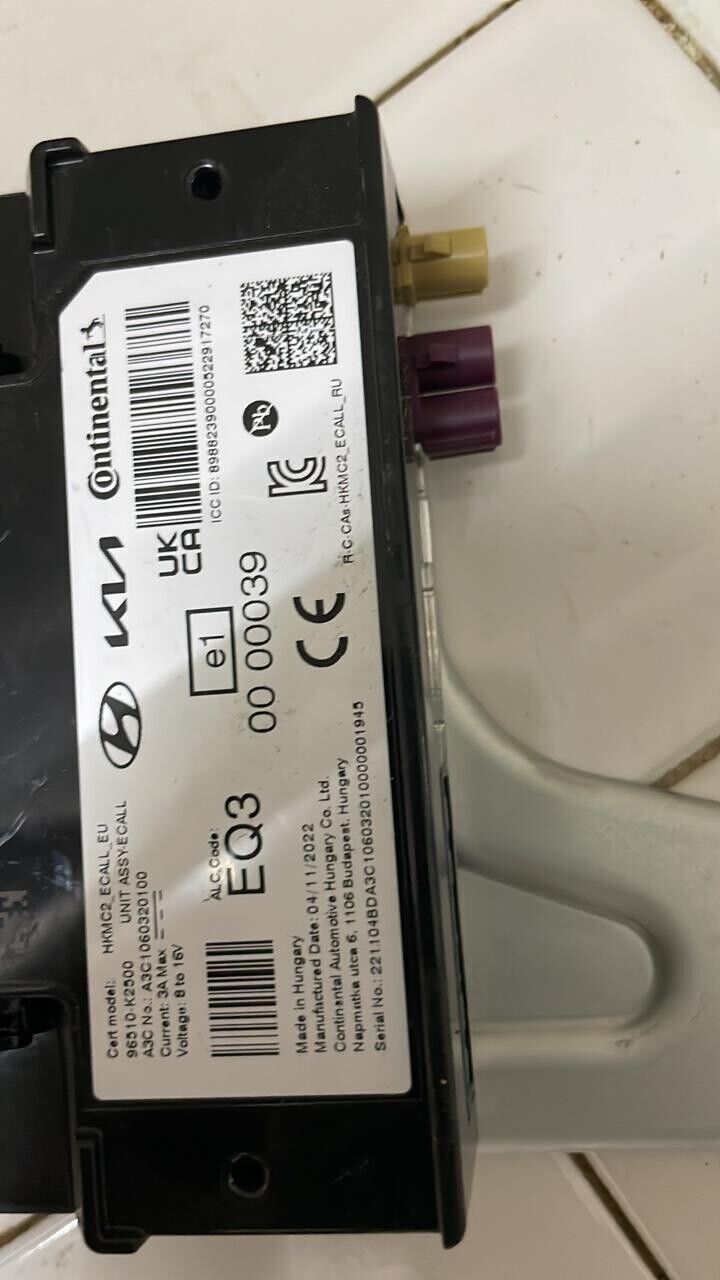 Kia Stonic 2019 2023 OEM ECALL Unit ASSY 96510K2500 HKMC2