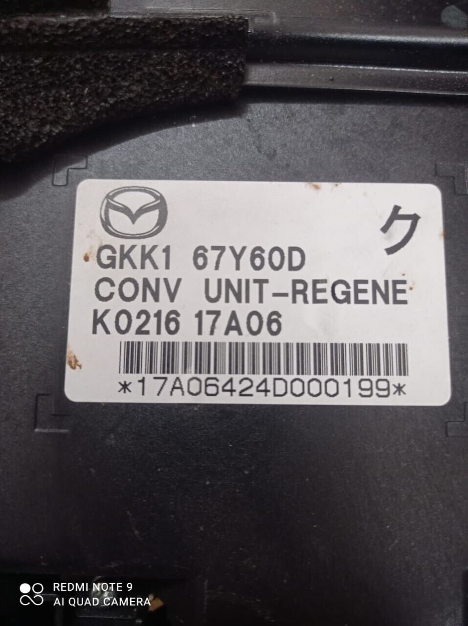 Mazda 6 2017 2020 Converter Unit Regene GKK167Y60D K021617A06