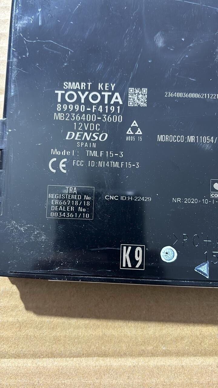 toyota CHR 2017 2022 OEM keyless Smart Control OEM 89990F4191 K9