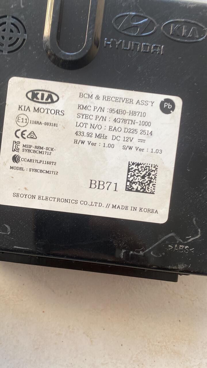 Kia stonic 2019 2022 OEM BCM Body control module 954B0-H8710 BB71