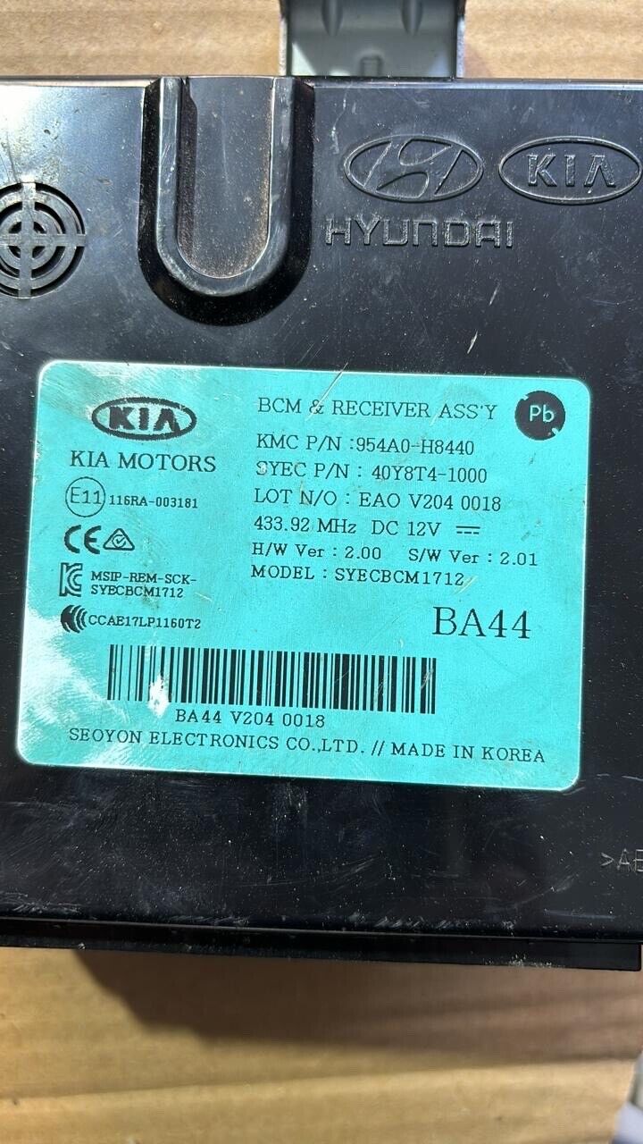 Kia Stonic 2019 2022 OEM BCM ASSY Receiver unit 954A0H8440 BA44