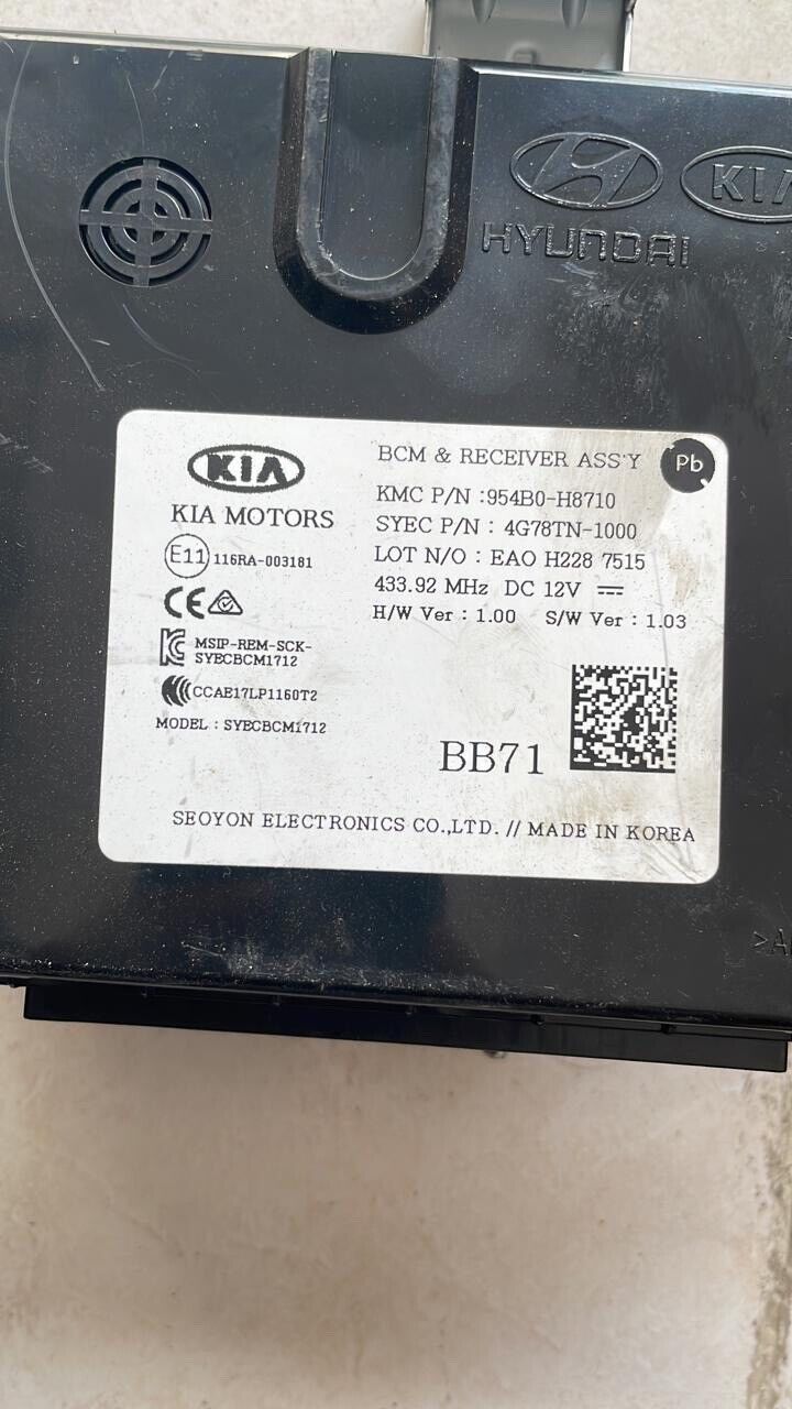 Kia stonic 2019 2022 OEM BCM Body control module 954B0-H8710 BB71