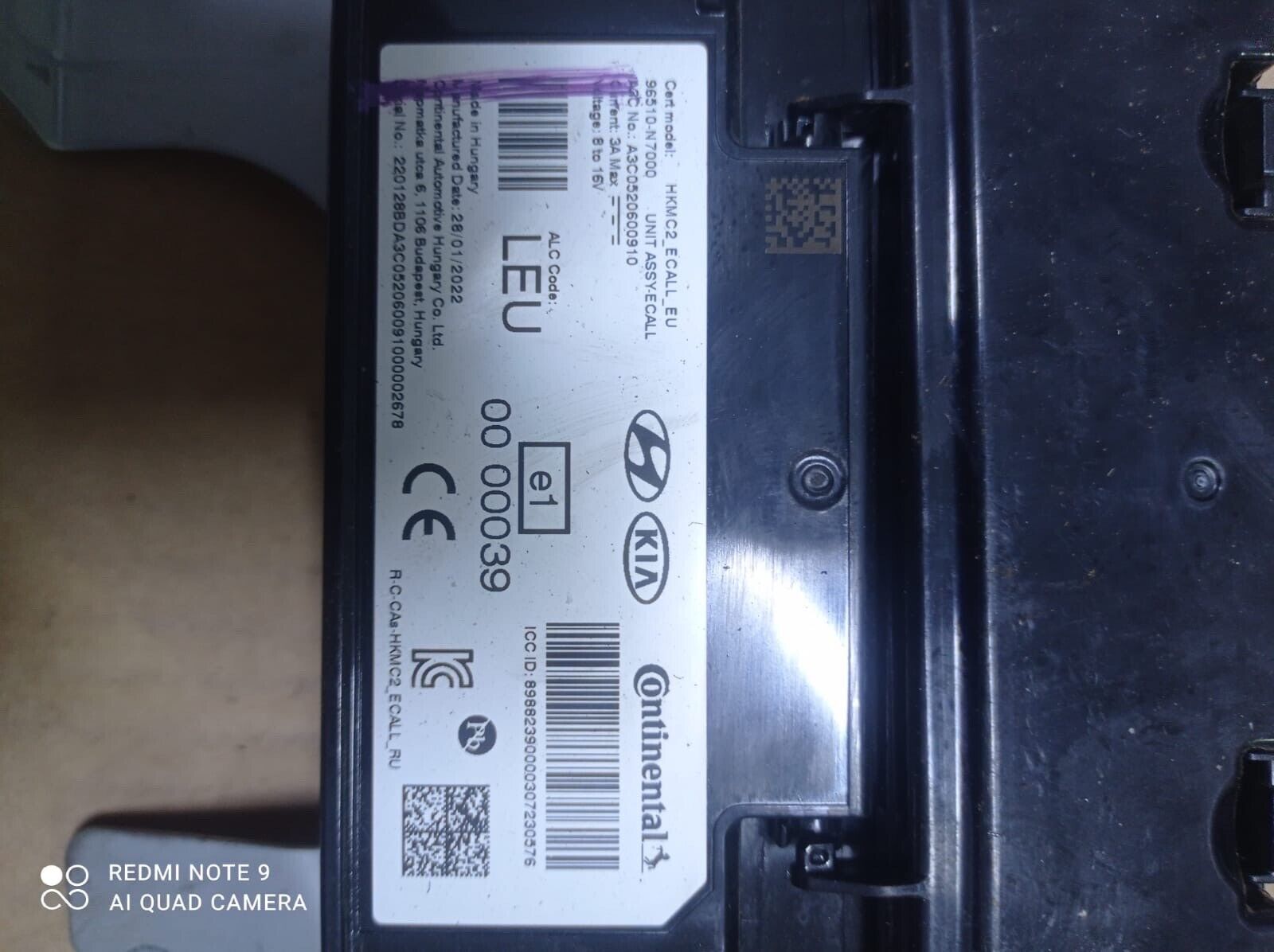 Hyundai Tucson 2021 2023 OEM ECall control unit HKMC2 96510N7000 