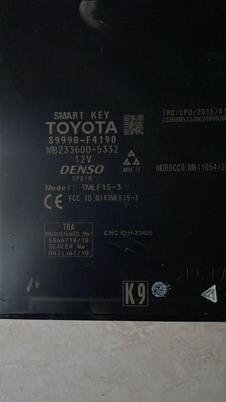 toyota CHR 2017 2022 OEM keyless Smart Control OEM 89990F4190 K9