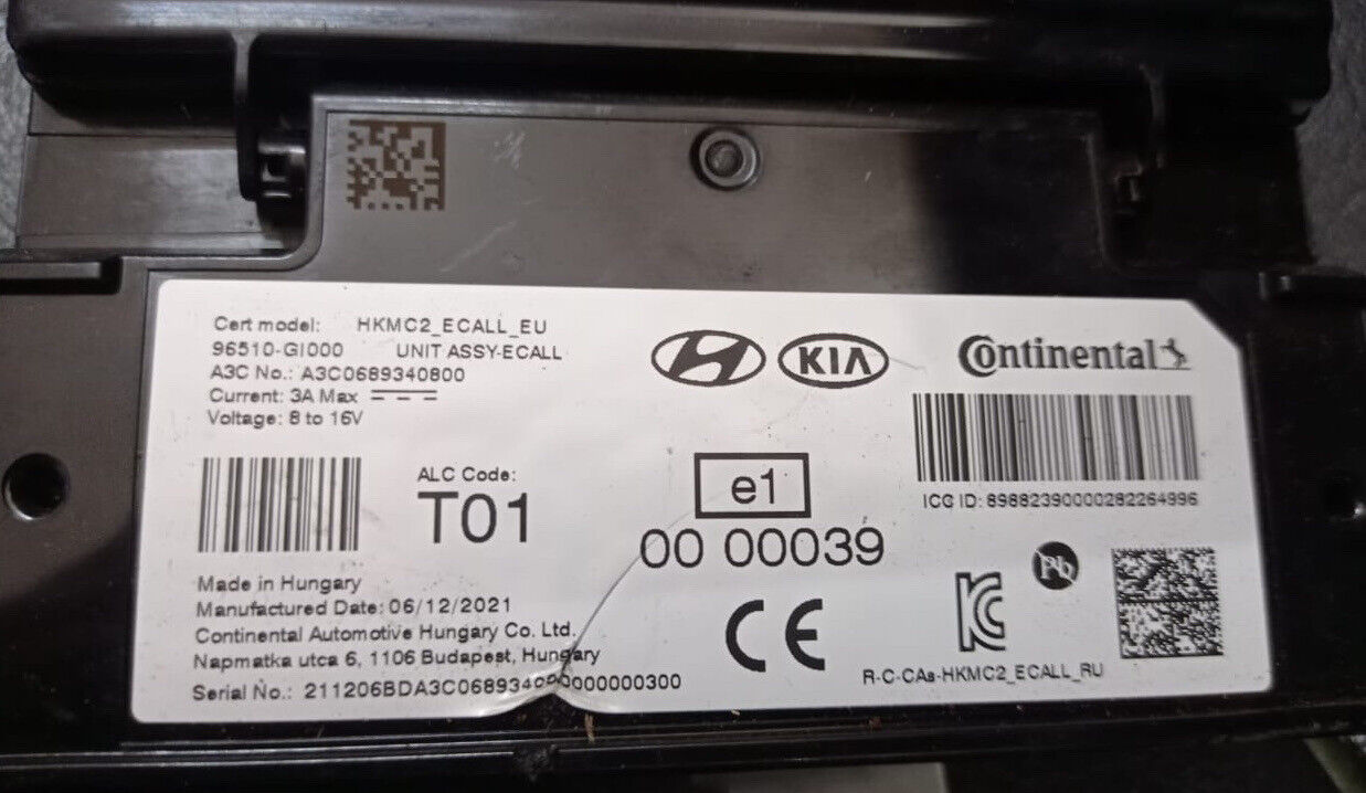 Hyundai Ioniq5 2022 2024 E Call emergancy Call unit 96510GI000