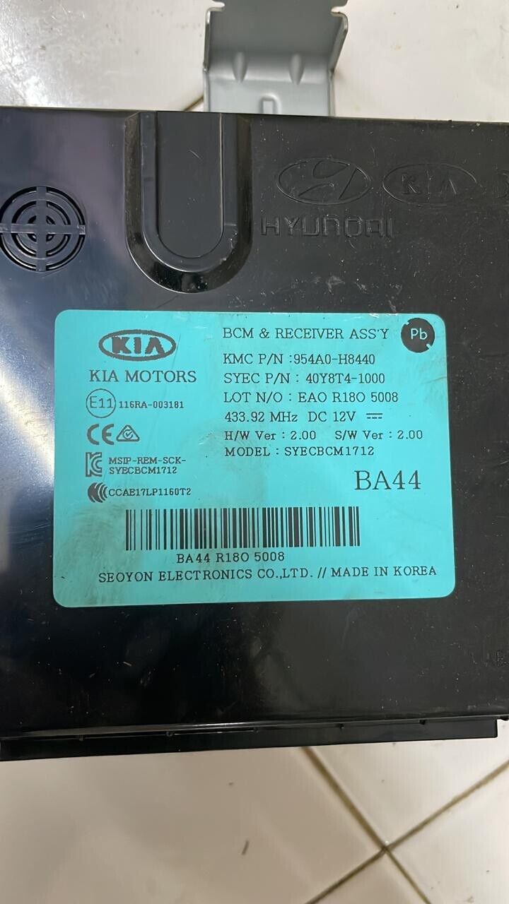 Kia Stonic 2019 2022 OEM BCM ASSY Receiver unit 954A0H8440 BA44