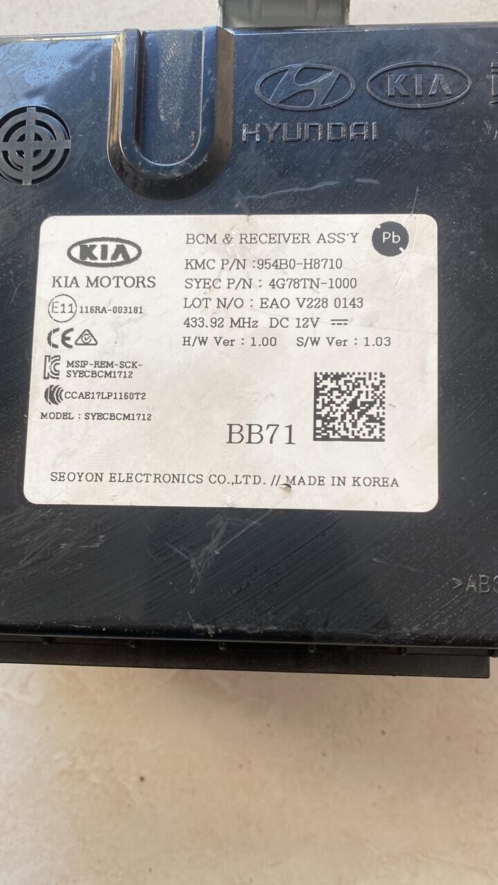 Kia stonic 2019 2022 OEM BCM Body control module 954B0-H8710 BB71