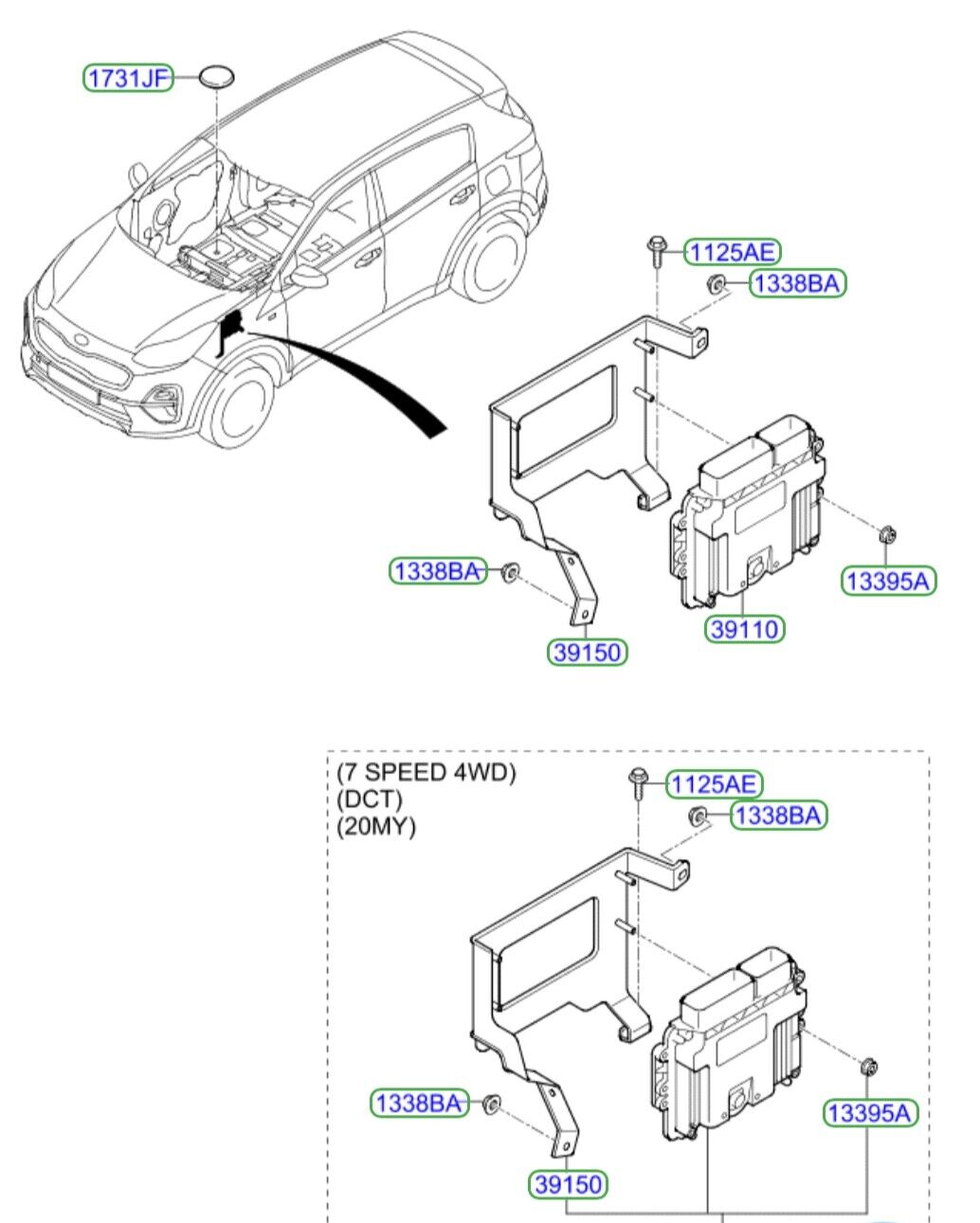 KIA SPORTAGE 2018 2020 OEM ECU GCU Set 391282BRJ8 954402DKM0