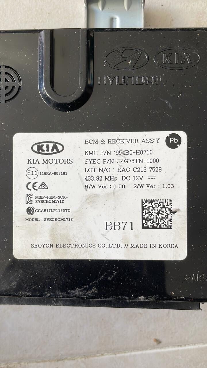 Kia stonic 2019 2022 OEM BCM Body control module 954B0-H8710 BB71