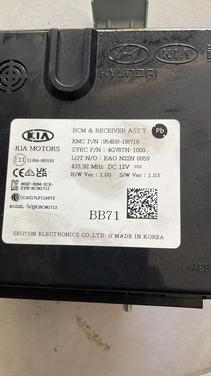 Kia stonic 2019 2022 OEM BCM Body control module 954B0-H8710 BB71