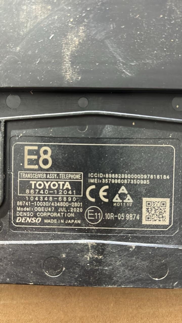 Toyota Corolla 2019 2020 Transceiver Telephone module part number 8674012041