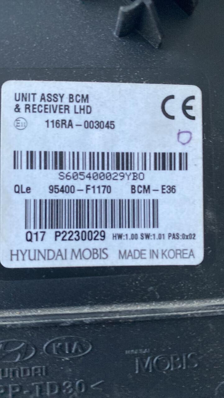 Kia sportage 2016 2019 OEM BCM body control unit 95400F1170 E36